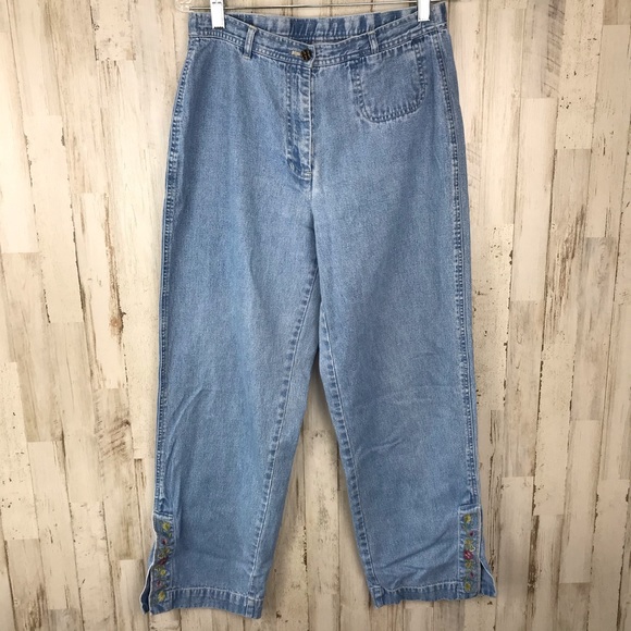 J. Jill Denim - J. Jill High Rise  Embroidered Leg Denim Jeans  10